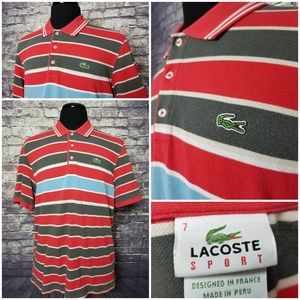 LACOSTE SPORT 7 XXL RED CHARCOAL GRAY BLUE POLO